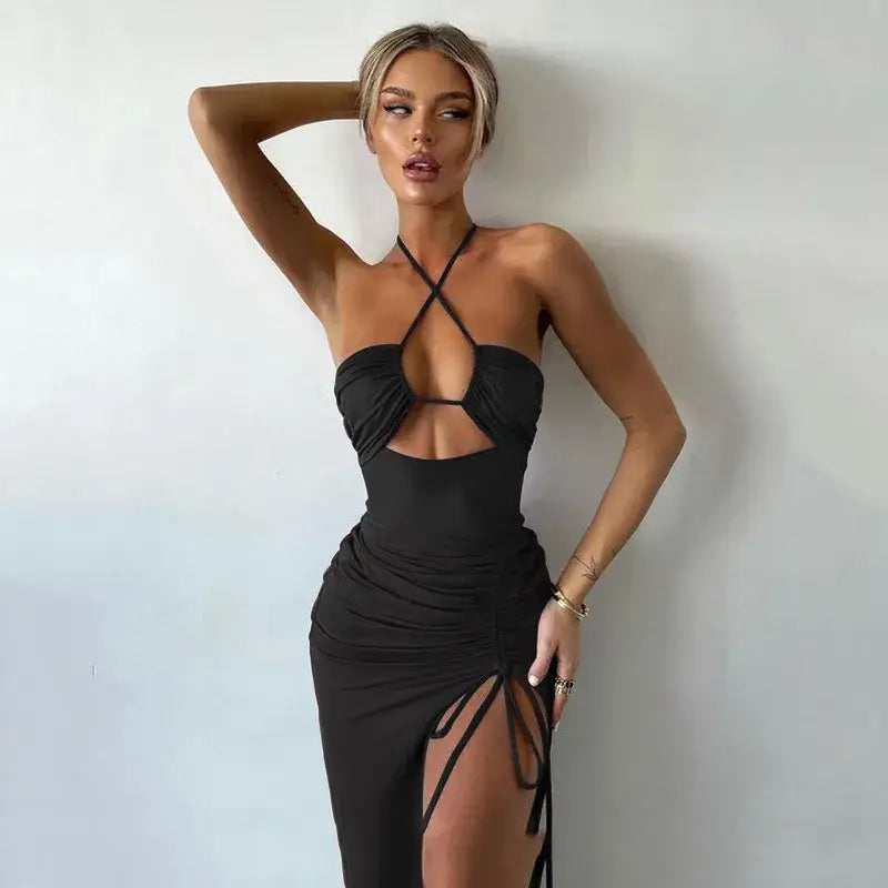 Sleeveless Sexy Dress Women Clothing Backless Hollow Out Slim Party Dresses Fashion Casual Summer Bodycon Elegant Split