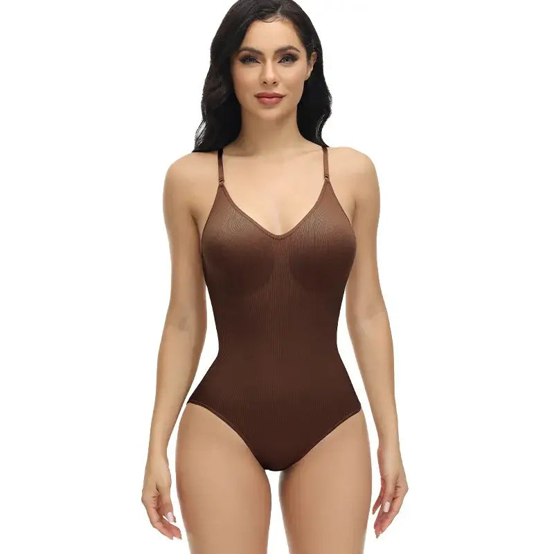 Super Sale V Neck Spaghetti Strap Bodysuit Compression Body Suits Open Crotch Shapewear Slimming Body Shaper Smooth