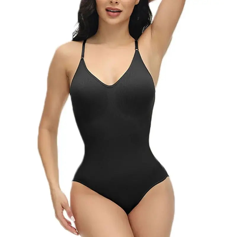 Super Sale V Neck Spaghetti Strap Bodysuit Compression Body Suits Open Crotch Shapewear Slimming Body Shaper Smooth