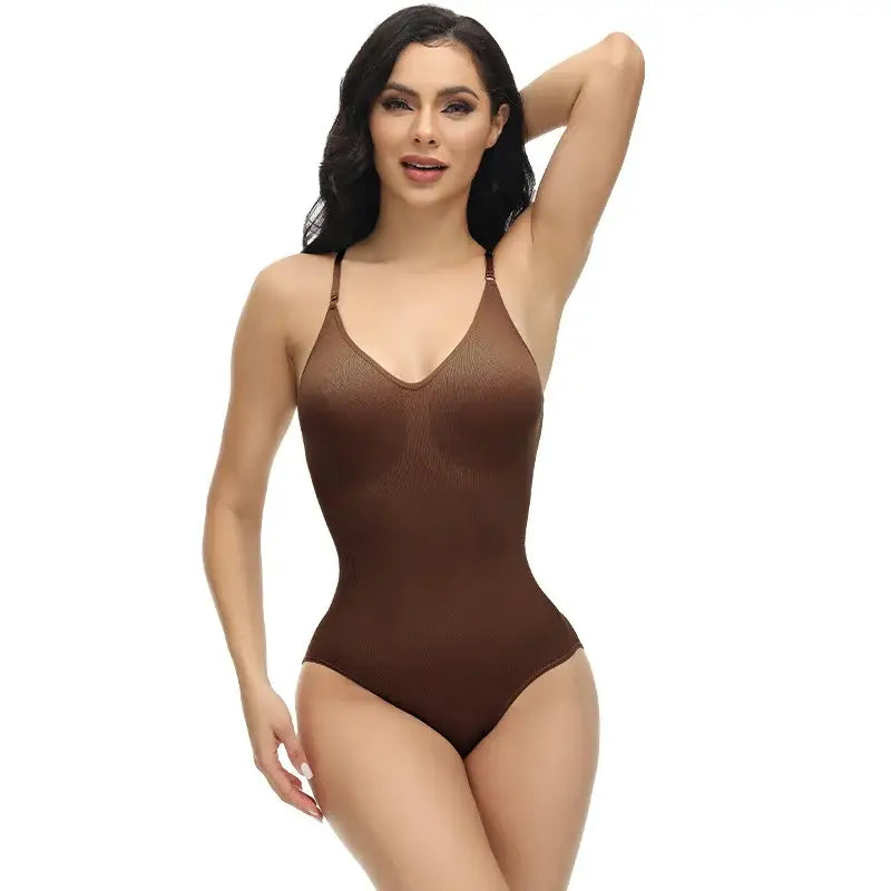 Super Sale V Neck Spaghetti Strap Bodysuit Compression Body Suits Open Crotch Shapewear Slimming Body Shaper Smooth