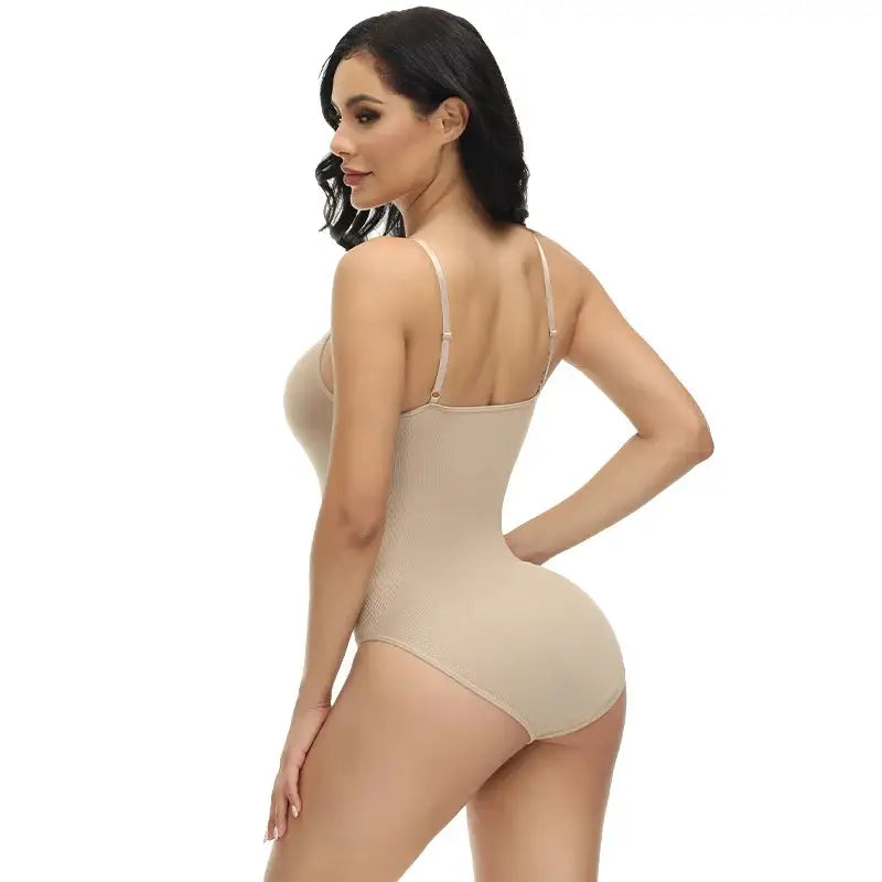 Super Sale V Neck Spaghetti Strap Bodysuit Compression Body Suits Open Crotch Shapewear Slimming Body Shaper Smooth