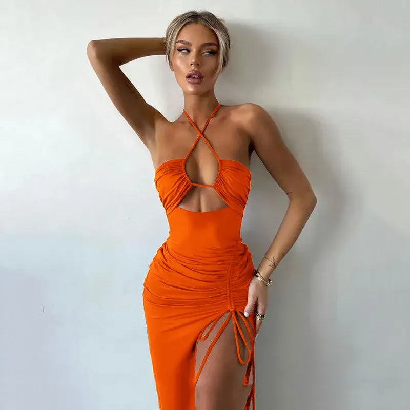 Sleeveless Sexy Dress Women Clothing Backless Hollow Out Slim Party Dresses Fashion Casual Summer Bodycon Elegant Split