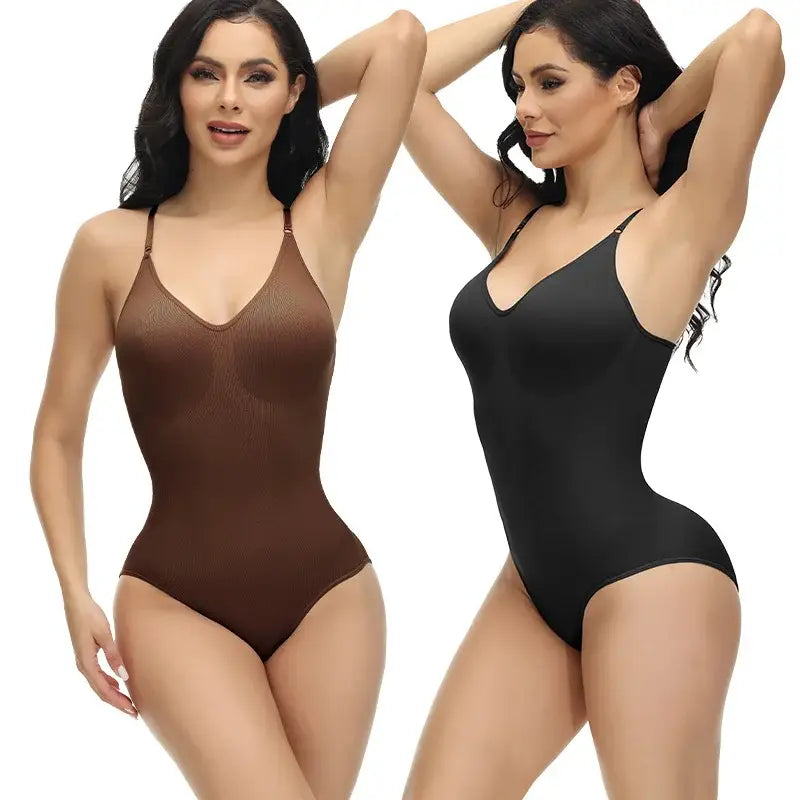 Super Sale V Neck Spaghetti Strap Bodysuit Compression Body Suits Open Crotch Shapewear Slimming Body Shaper Smooth