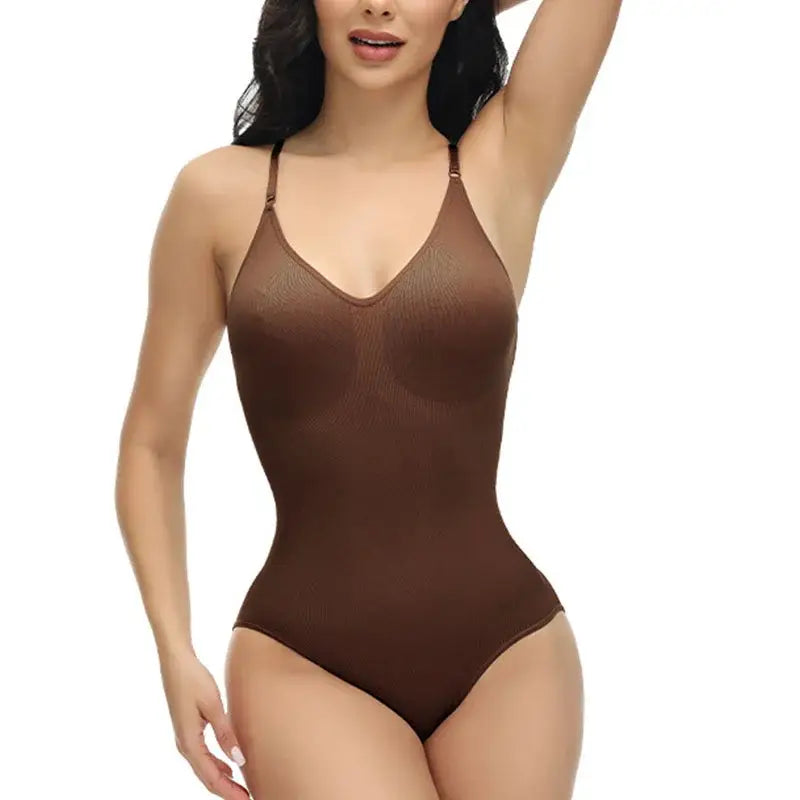 Super Sale V Neck Spaghetti Strap Bodysuit Compression Body Suits Open Crotch Shapewear Slimming Body Shaper Smooth