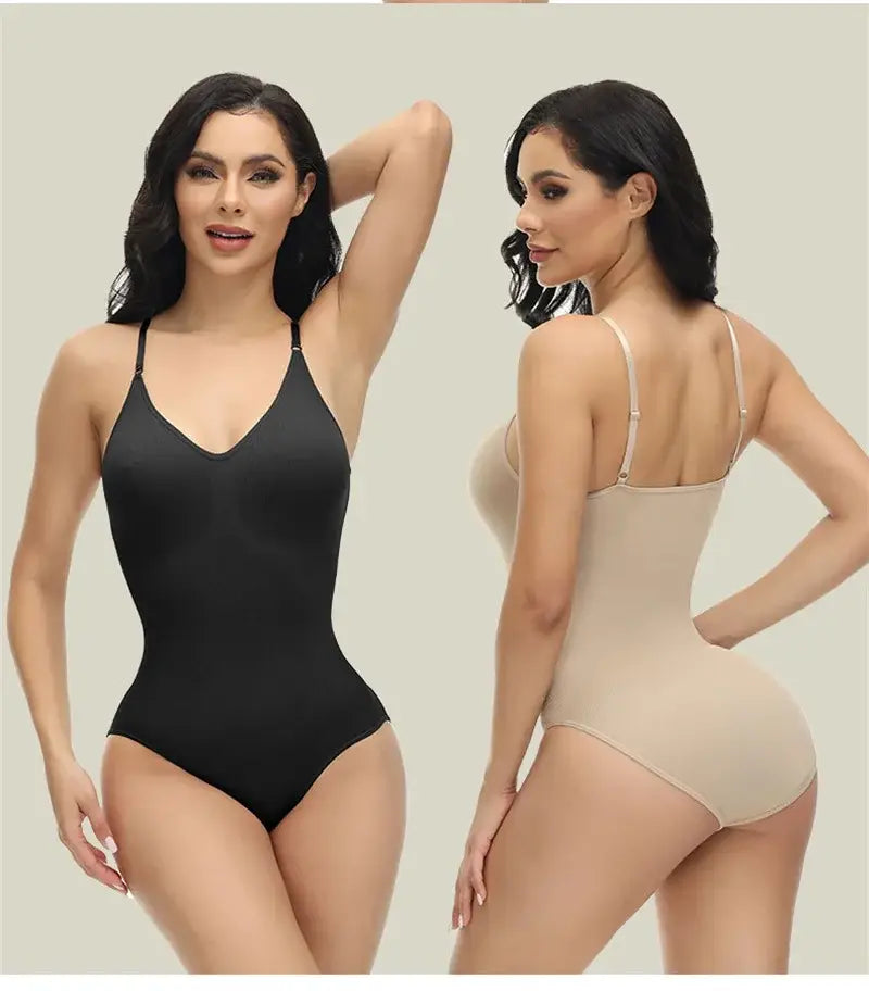 Super Sale V Neck Spaghetti Strap Bodysuit Compression Body Suits Open Crotch Shapewear Slimming Body Shaper Smooth