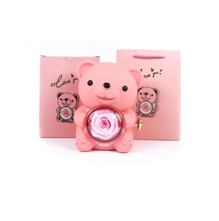 Floral Bear Rotating Jewelry Holder - Pink / 12xx13x15.5cm