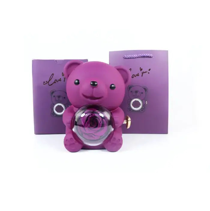 Floral Bear Rotating Jewelry Holder - Purple / 12xx13x15.5cm