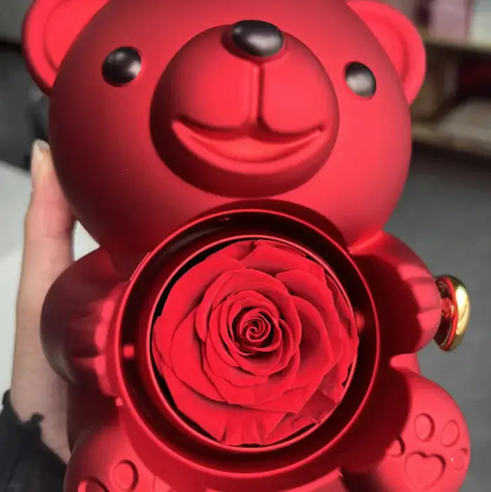 Floral Bear Rotating Jewelry Holder - Red / 12xx13x15.5cm