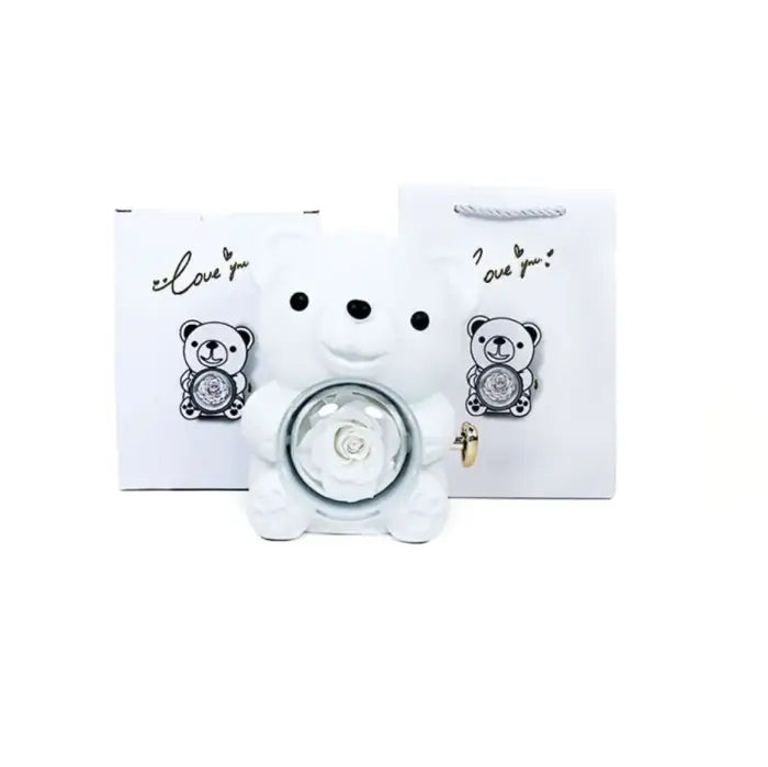 Floral Bear Rotating Jewelry Holder - White / 12xx13x15.5cm