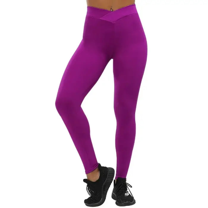 V-Waist Performance Leggings: Sleek Activewear for Women - Solid Rose / Large