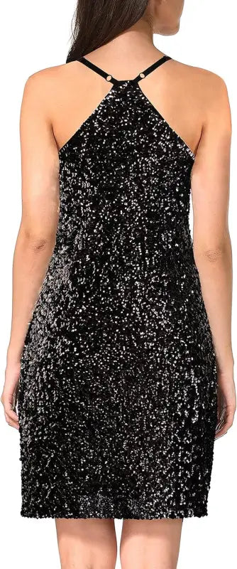 Women'S Glitter Sequin Dress Adjustable Spaghetti Strap Sparkle Party Dresses