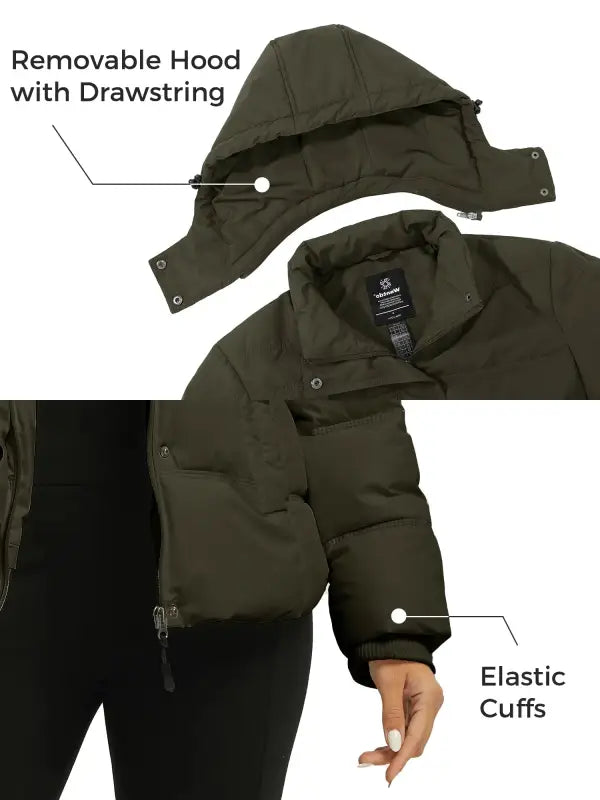 Women'S Winter Jacket Warm Puffer Coat Quilted Windbreaker Jacket with Hood Brown M